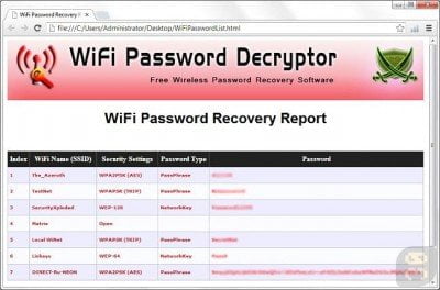 دانلود WiFi Password Decryptor 13.0 - بدرست آوردن رمز های وایرلس سیستم