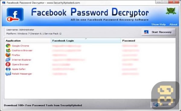 Facebook Password Decryptor 15.0 - ریکاوری رمز فیسبوک