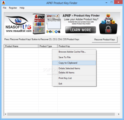 دانلود APKF Adobe Product Key Finder 2.6.0.0 - یافتن شماره سریال برنامه ادوبی